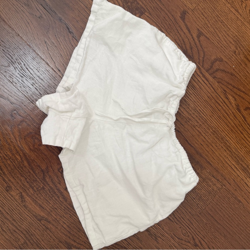 Reformation white linen shorts